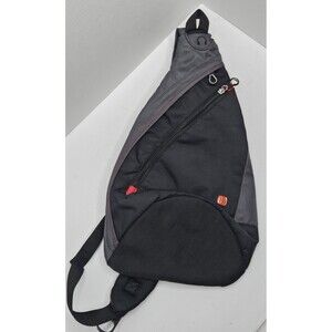 Wenger SwissGear Black Gray Sling Backpack Crossbody Travel Bag Unisex